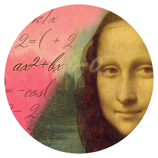 You can find the quadratic equation in the background of the Mona Lisa