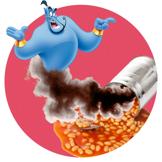 Genies are stored in cans of beans